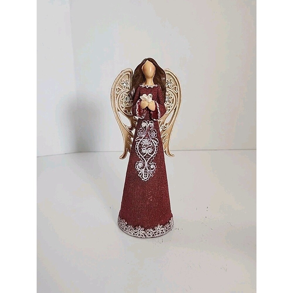 Delton Fine Collectables Angel Figurine Holding a White Dove Resin 8.5" tall